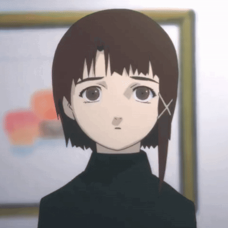 A Close Up Of A Girl 'S Face In Front Of A Picture Frame GIF