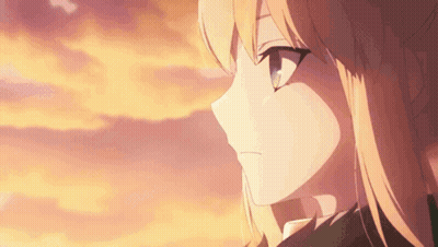 A Close Up Of A Girl 'S Face With A Cloudy Sky In The Background GIF