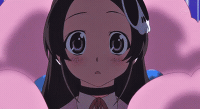 A Close Up Of A Girl 'S Face With A Pink Background That Says Tv Tokyo GIF