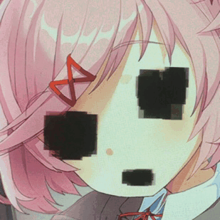 A Close Up Of A Girl 'S Face With A Red X In Her Hair GIF