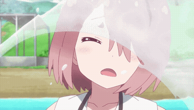 A Close Up Of A Girl 'S Face With A White Cloth Covering Her Face GIF