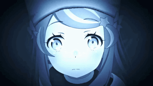 A Close Up Of A Girl 'S Face With Blue Eyes GIF