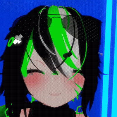 A Close Up Of A Girl 'S Face With Green Hair And A Microphone GIF