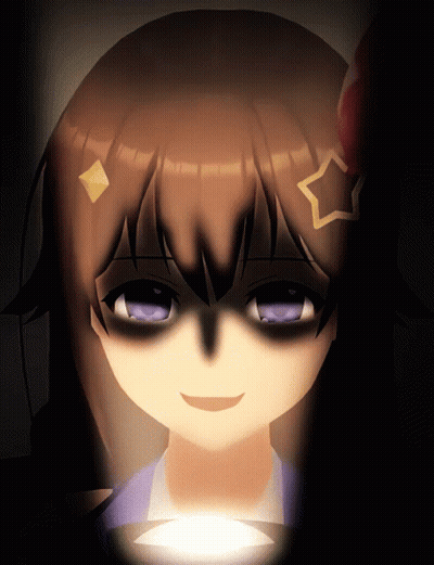 A Close Up Of A Girl 'S Face With Purple Eyes GIF