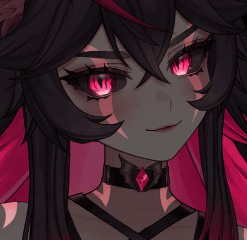 A Close Up Of A Girl 'S Face With Red Eyes GIF