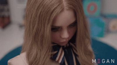 A Close Up Of A Girl 'S Face With The Name Megan On The Bottom Right GIF