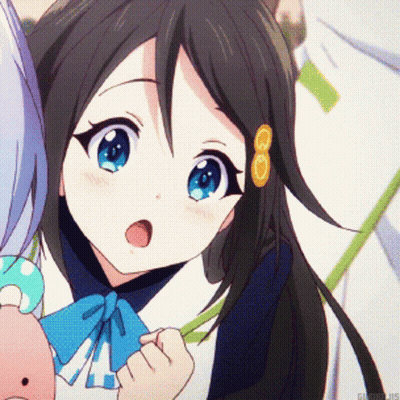 A Close Up Of A Girl 'S Face With The Word Glorious On The Bottom Left GIF