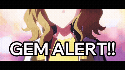 A Close Up Of A Girl 'S Face With The Words Gem Alert Written Above Her GIF