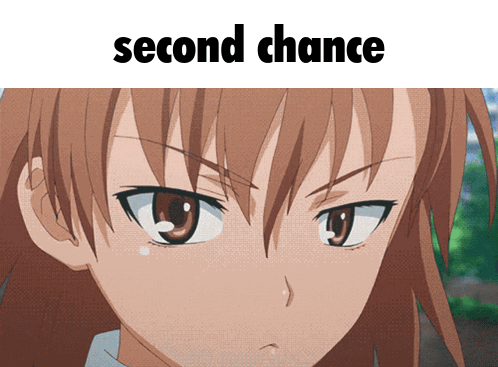 A Close Up Of A Girl 'S Face With The Words Second Chance Below It GIF
