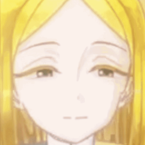 A Close Up Of A Girl 'S Face With Yellow Hair And A Sad Look On Her Face . GIF