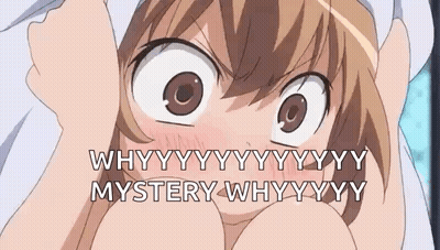 A Close Up Of A Girl With Big Eyes Making A Funny Face While Covering Her Head With Her Hands . GIF