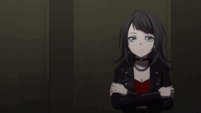 A Close Up Of A Girl With Blue Eyes And A Choker Around Her Neck GIF
