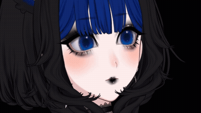 A Close Up Of A Girl With Blue Hair GIF