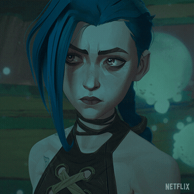 A Close Up Of A Girl With Blue Hair And A Netflix Logo In The Corner GIF