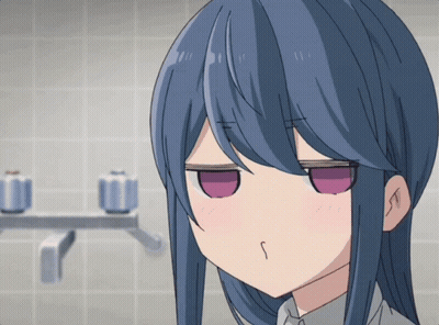 A Close Up Of A Girl With Blue Hair And A Purple Eye GIF