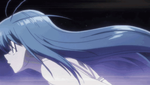 A Close Up Of A Girl With Blue Hair And Glasses GIF
