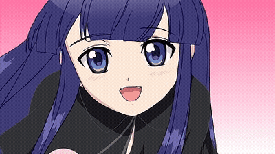 A Close Up Of A Girl With Blue Hair GIF