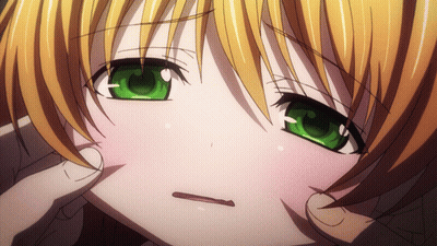 A Close Up Of A Girl With Green Eyes And Blonde Hair GIF