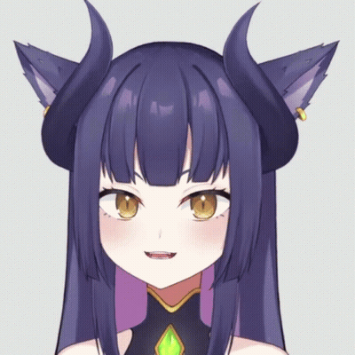 A Close Up Of A Girl With Horns And Cat Ears Making A Funny Face GIF