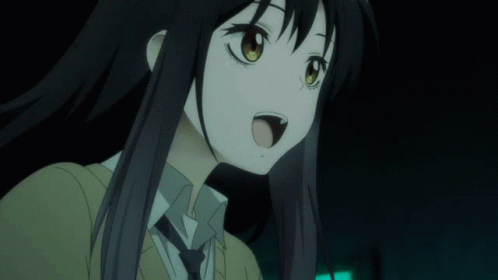 A Close Up Of A Girl With Long Black Hair GIF