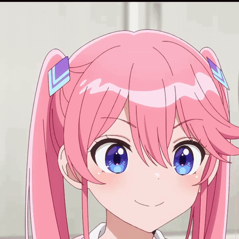A Close Up Of A Girl With Pink Hair GIF