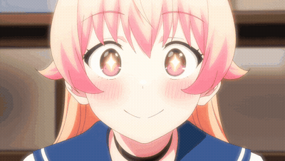 A Close Up Of A Girl With Pink Hair And A Choker GIF
