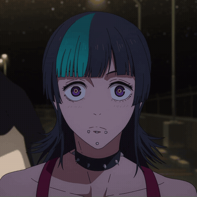 A Close Up Of A Girl With Purple Eyes GIF