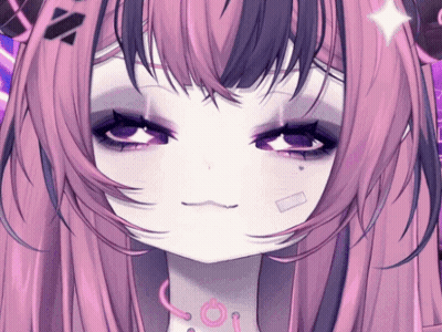 A Close Up Of A Girl With Purple Hair GIF