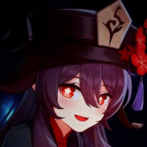 A Close Up Of A Girl With Red Eyes Wearing A Hat With The Letter S On It GIF