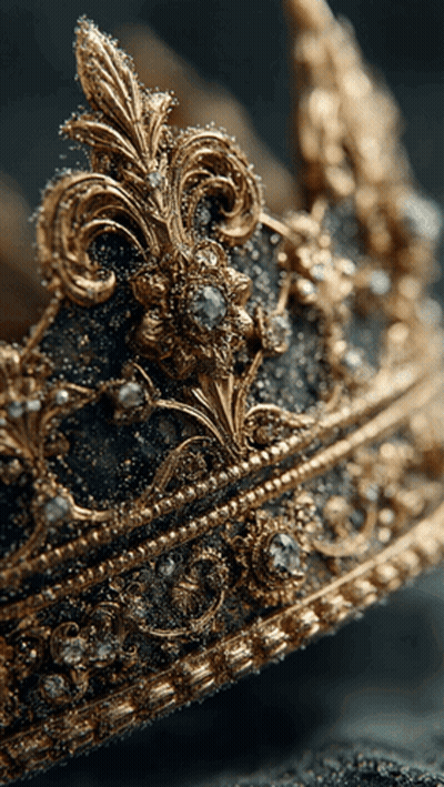 A Close Up Of A Gold Crown With Rhinestones GIF