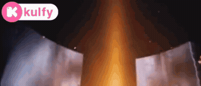A Close Up Of A Gold Object With A K Kulfy Logo Above It GIF