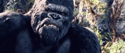 A Close Up Of A Gorilla With A Very Angry Look On Its Face GIF