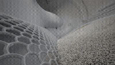 A Close Up Of A Gray Carpet In A Room With A Geometric Pattern . GIF