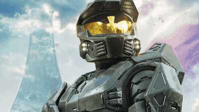 A Close Up Of A Halo Soldier With A Shield On His Arm GIF
