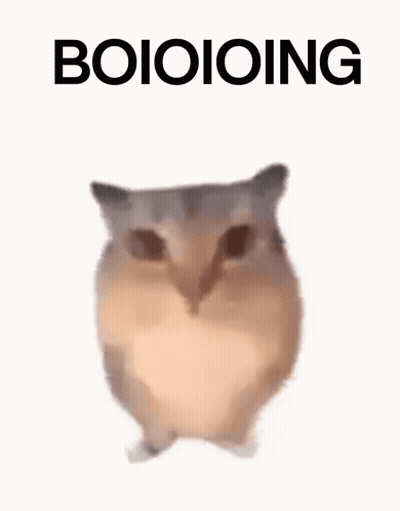 A Close Up Of A Hamster With The Words Boioioioing Above It . GIF