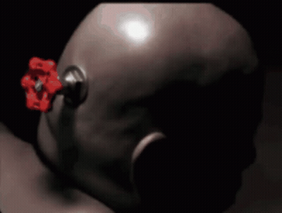 A Close Up Of A Head With A Red Valve Attached To It GIF