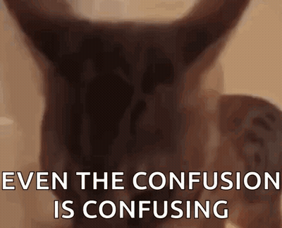 A Close Up Of A Horse 'S Head With The Words `` Even The Confusion Is Confusing '' Written On It . GIF