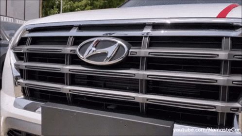 A Close Up Of A Hyundai Car 'S Front Grille GIF