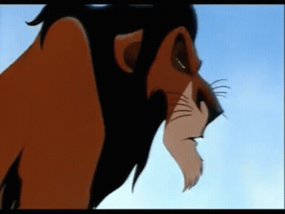 A Close Up Of A Lion From The Lion King Standing In The Sky . GIF
