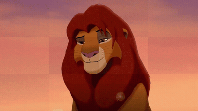 A Close Up Of A Lion 'S Face With A Pink Sky In The Background GIF