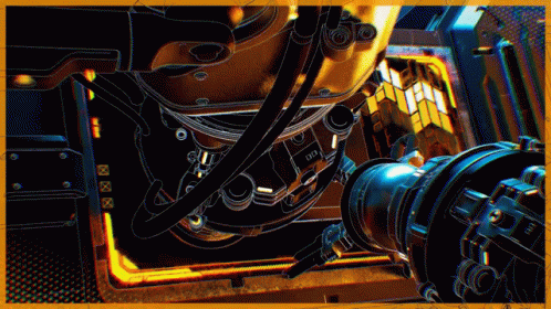 A Close Up Of A Machine With A Yellow Border GIF