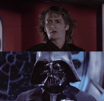 A Close Up Of A Man And A Close Up Of A Darth Vader GIF