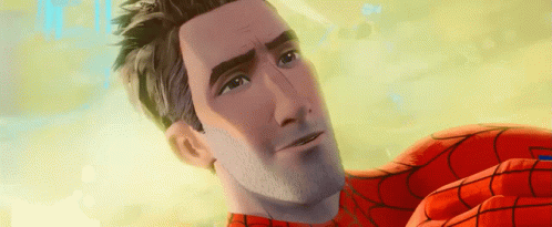 A Close Up Of A Man In A Spiderman Costume With A Beard . GIF