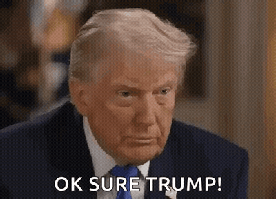 A Close Up Of A Man In A Suit And Tie Saying Ok Sure Trump . GIF