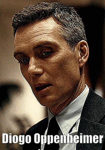 A Close Up Of A Man In A Suit And Tie With The Name Diogo Oppenheimer On The Bottom GIF