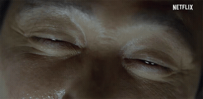A Close Up Of A Man 'S Eyes With Netflix Written On The Bottom Right GIF