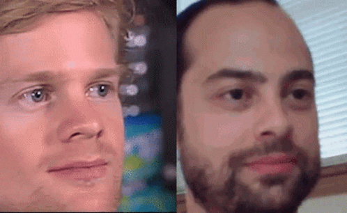 A Close Up Of A Man 'S Face And A Close Up Of A Man 'S Face With A Beard GIF