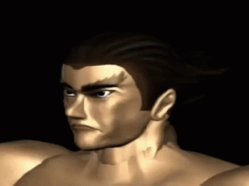 A Close Up Of A Man 'S Face And Neck In A Video Game . GIF
