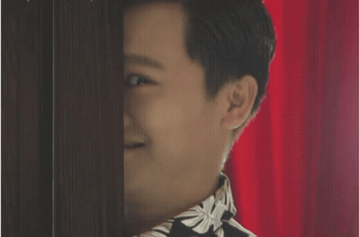 A Close Up Of A Man 'S Face Behind A Wooden Door . GIF
