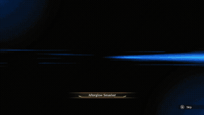 A Close Up Of A Man 'S Face In A Video Game With A Skip Button GIF